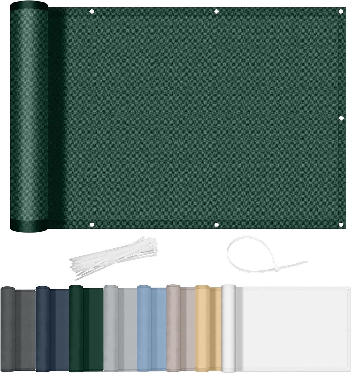 SHADE Balkonscherm 80x300cm Waterdicht Balkonafdekking Inkijkbescherming Ondoorzichtig Balkonomranding Met Oogjes Windscherm UV-bescherming Voor Balkon Tuin Terras-Groen