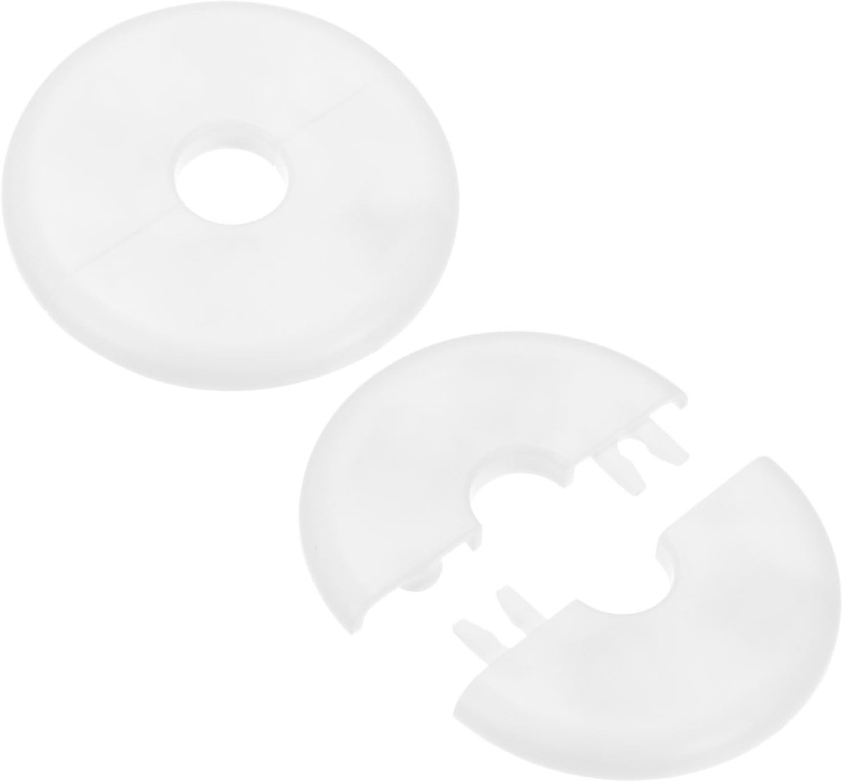 METERXITY Set van 2 gesplitste wandflens, voor 0,6 inch/16 mm OD-pijp, ABS rozet plaat, ronde zelfklevende sanitaire afdekplaten voor waterpijp/kraan [wit]