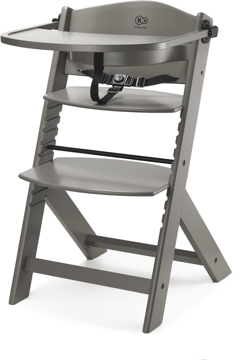 Kinderkraft ENOCK - Houten Kinderstoel 3-in-1 - Hoge babystoel - 3-puntsgordel - Afneembare beugel - Bruin