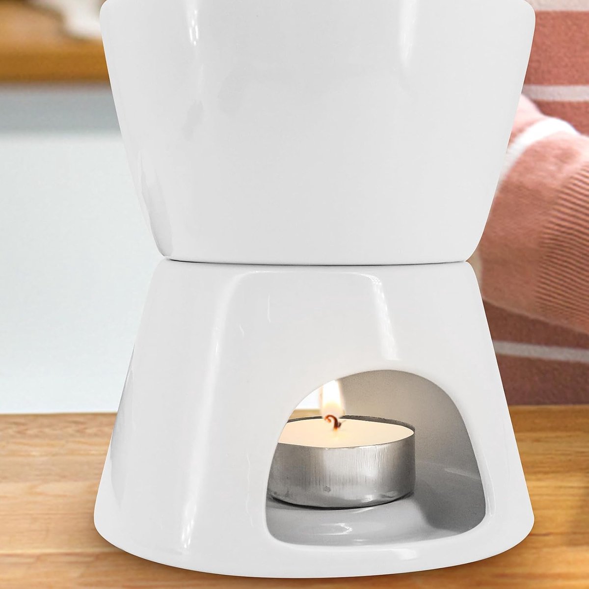 Fondue Set - Kaasfondue Chocoladefondue - Desserts Maken - Inclusief 4 Bakjes 4 Vorkjes - 300 ml - Wit – foto 2