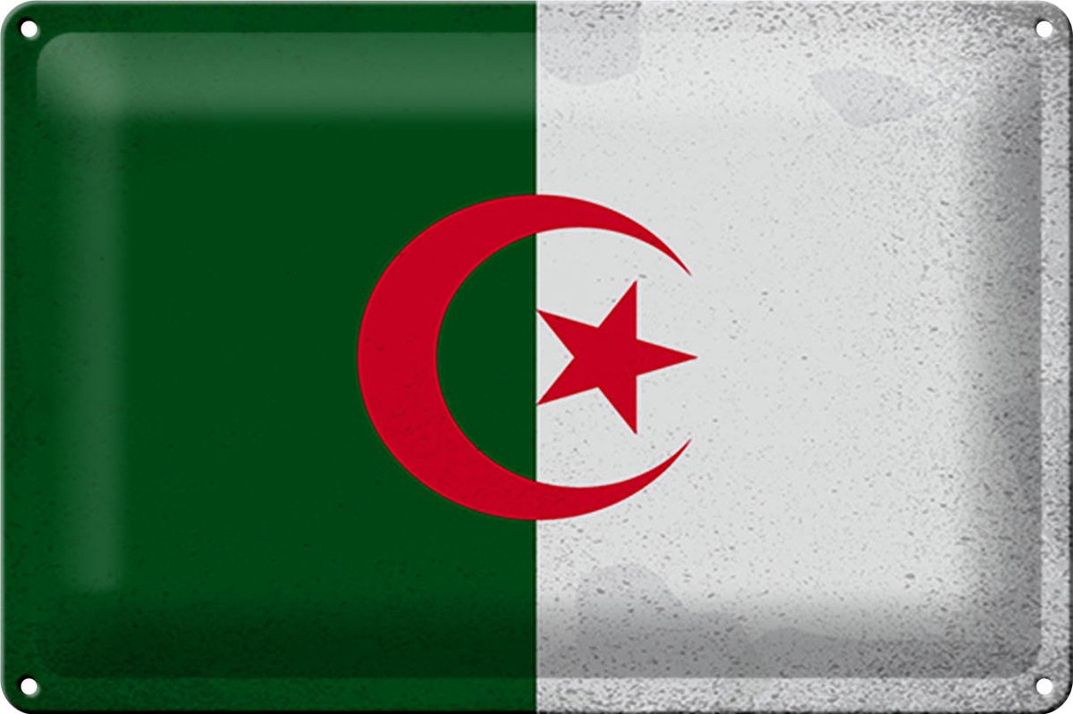 Blechschild Flagge Algerien 30x20cm Flag Algeria Vintage