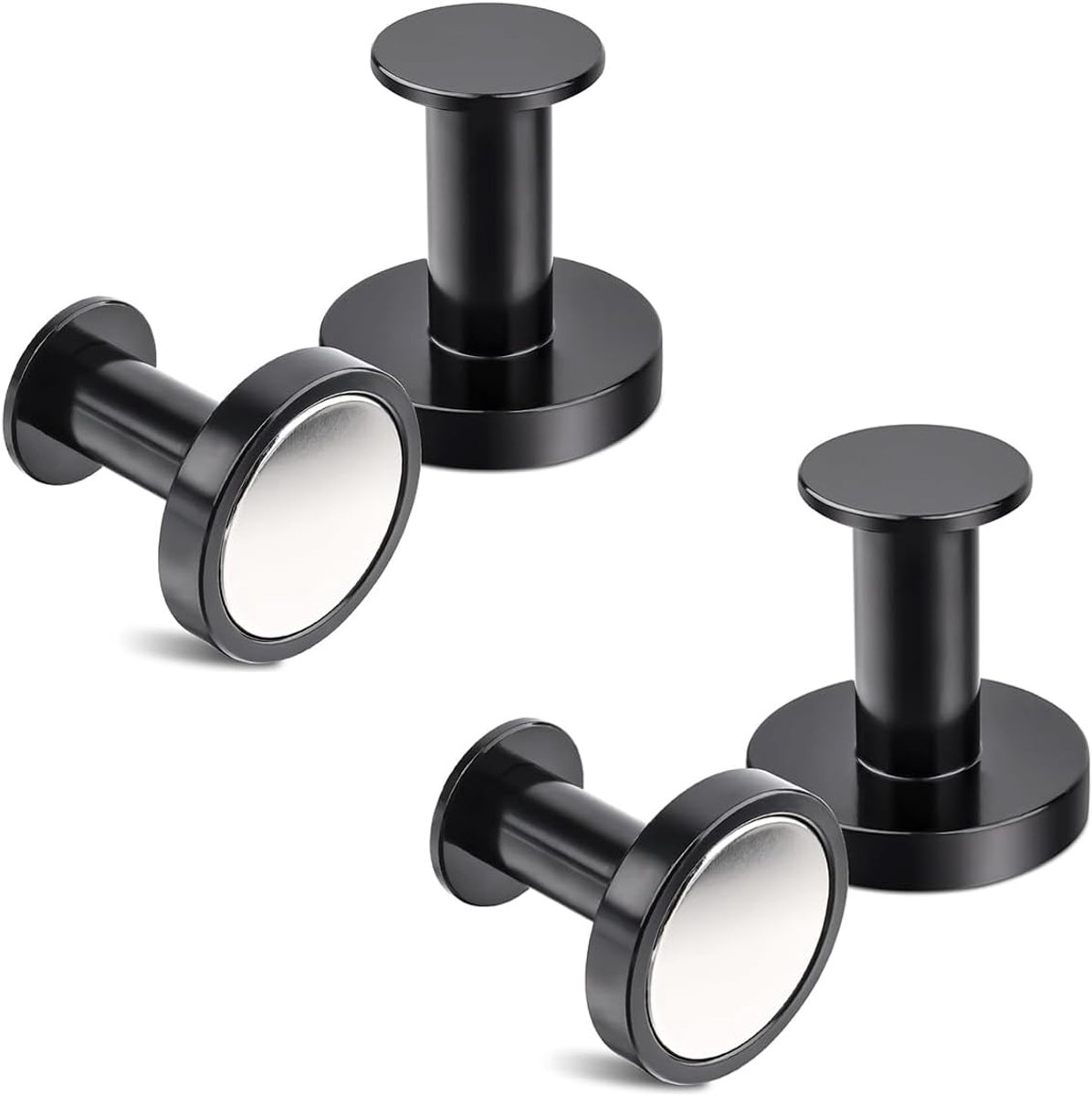 Magneethaken, 4 stuks, 36 mm, magneethaken, zwart, krachtige magneet, N52 neodymium-magneten voor broches, haken, keuken, koelkast