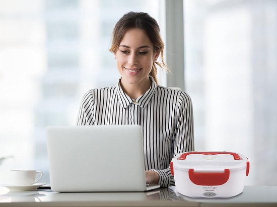 Elektrische Voedselverwarmer - Draagbare Lunchbox - Lunch Opwarmen - Dubbel Compartiment - 1450 ml - Rood — afbeelding 4