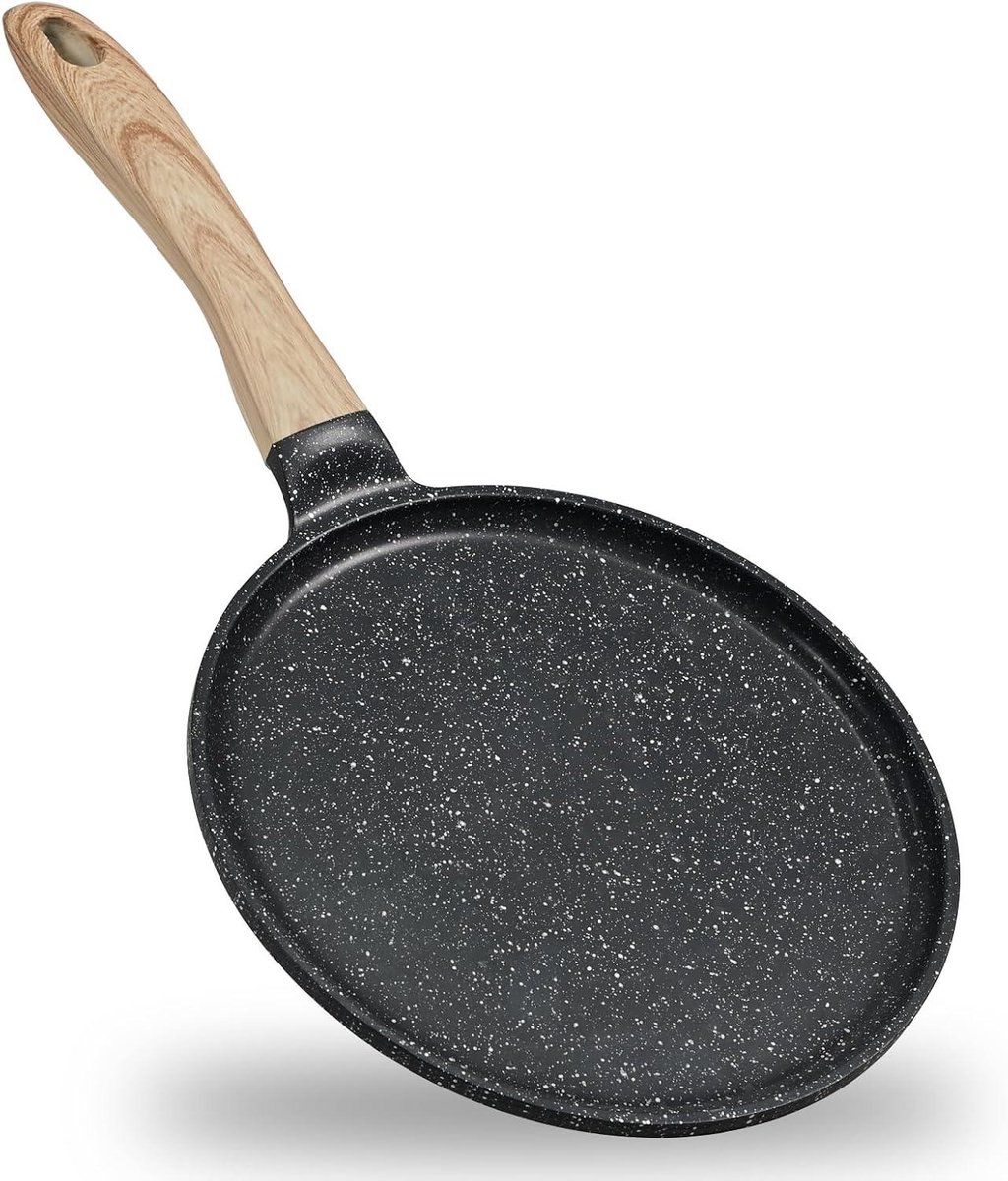 Pannenkoekenpan Crêpe pan Koekenpan Ontbijt Bakken Granieten Antiaanbaklaag 24 cm Grijs