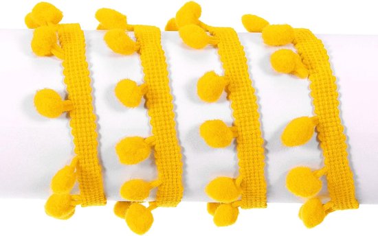 20 yards Pom Pom Ball Fringe Trim, band naai-accessoires DIY knutselen voor gordijnen, kleding, kussens decoratie (8 mm, donkergeel) — afbeelding 2
