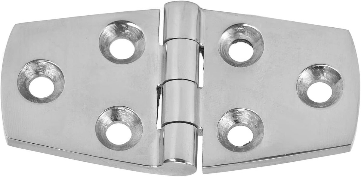 6 gaten, 316 RVS spiegel gepolijst 76x38 mm, voor interne luiken en opbergkasten