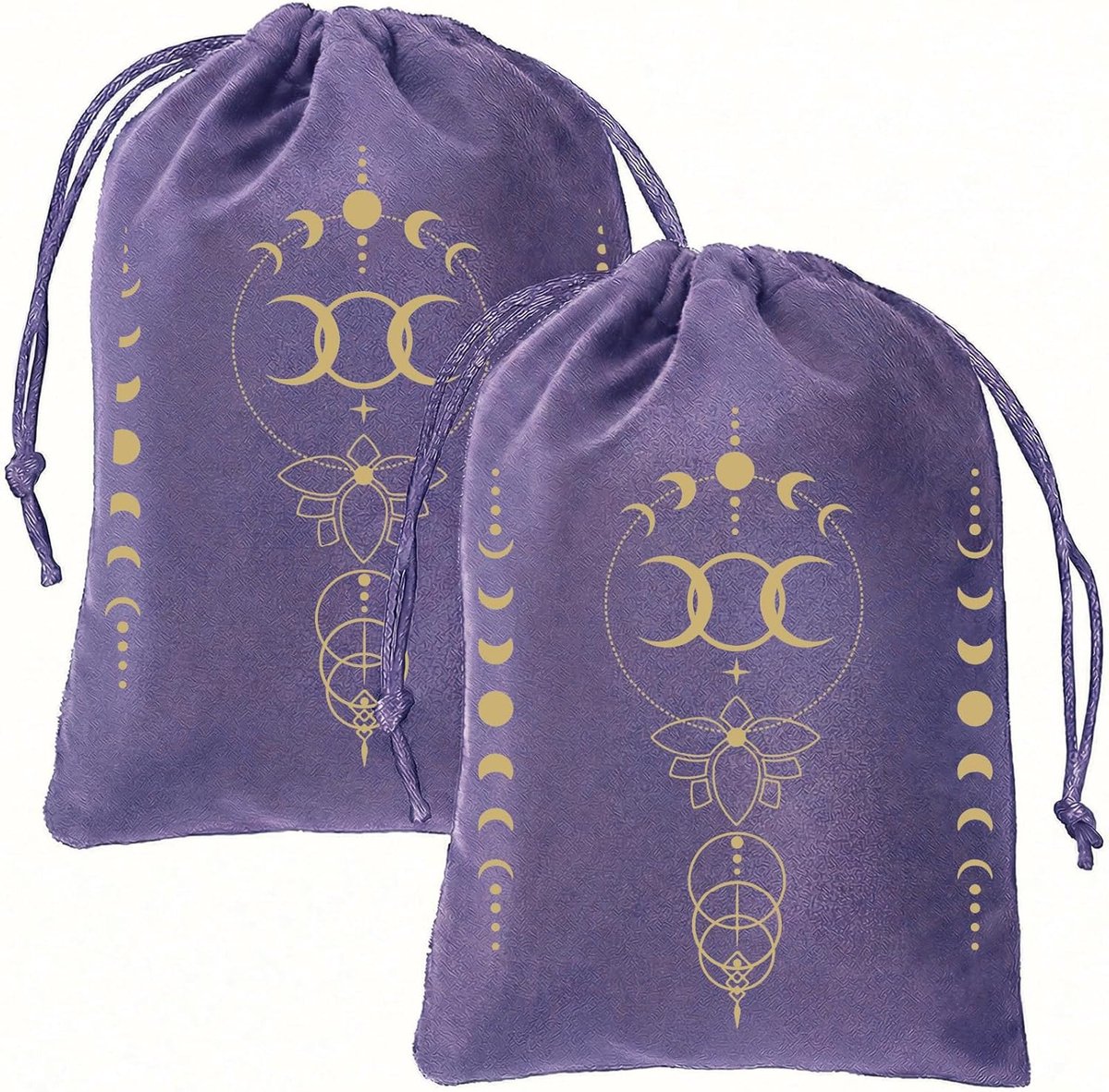 2 Stks Phase of the Moon Paars Tarot Kaarten Tassen Trekkoord Tassen Tarot Kaarten Pouches Tarots Deck Houder Opslag Fluwelen Tas Sieraden Wrap Tas voor Kristallen Dobbelstenen Hekserij