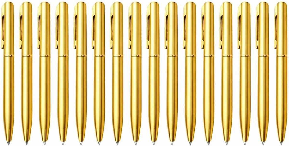 Balpennen goud, mini balpennen, 1 mm zwarte inkt, draaibare, intrekbare vulling, geschikt voor school, kantoor en dagelijks schrijven.