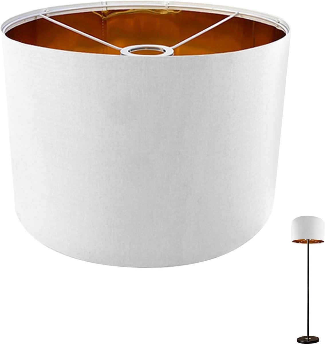 lampenkap van linnen | Handgemaakte lampenkap voor staande lamp, hanglamp en tafellamp | E27-fitting | Verblindingsvrij licht Lampshade | Ø30cm x H20cm (Wit)