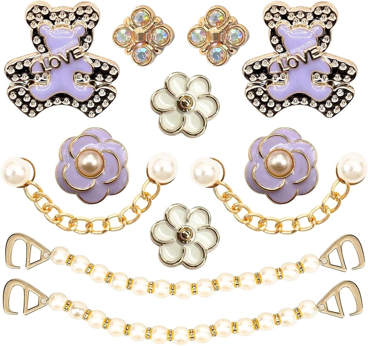 Bedels, schoenbedels, schoenbedels, schoenbedels, stekers set voor bedels glitter, voor Crocs-bedels, PVC schoenbedels voor meisjes, vrouwen en kinderen