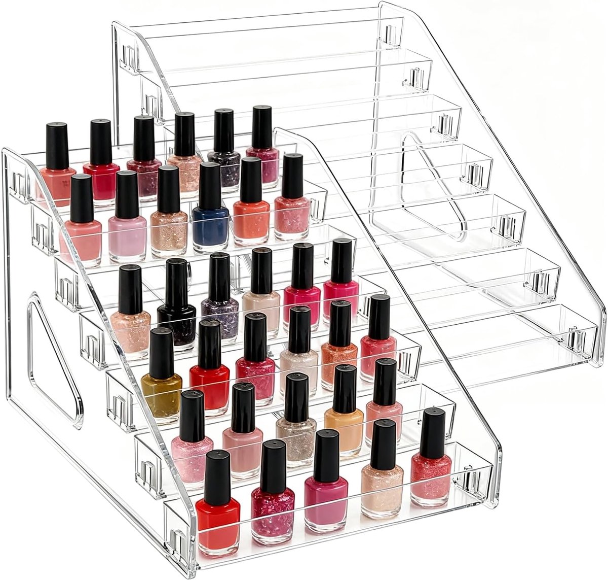 2 stuks nagellakopslag, 7 lagen nagellak, rek, kaartenstandaard, transparant, acryl, nagellakrek, ansichtkaartenstandaard, acryl organizer voor etherische oliën, cosmetica, kaarten