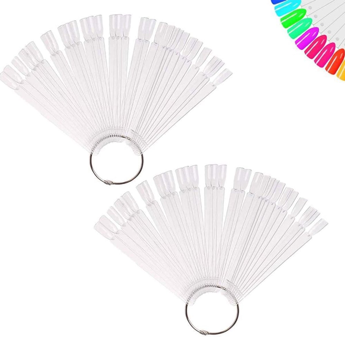 Tips nageldisplay - 100 stuks nageltips nail art tips, afneembare oefennagelsticks, transparante kleur kaart platen nagellak display ring sticks, nagelkunst praktijk, nagels kunsttips sticks