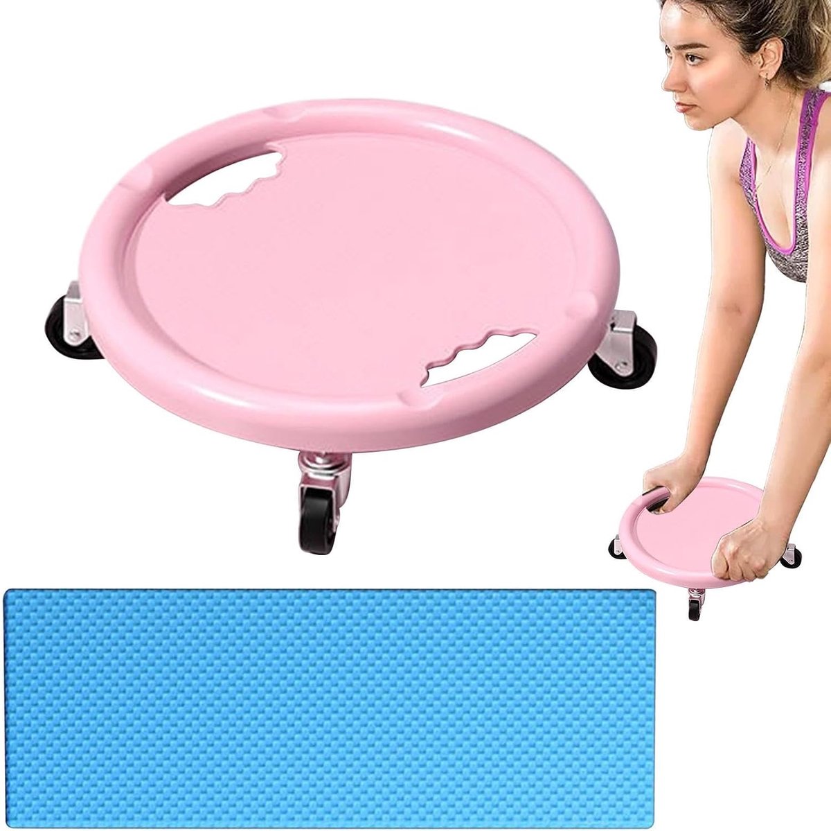 buikschil Rollerwiel Core workoutapparatuur met MAT | Fitness -rollerwiel voor kerntraining, 360 graden roteerbaar