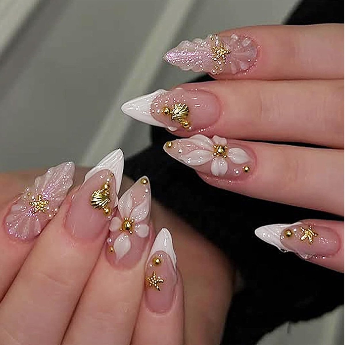 On Nails Extra Short, 24 Ocean 3D Nagelspitzen (Almond Design), Herbruikbare Kunstnagels Om Op Te Plakken (Kort), Nagelset voor Vrouwen
