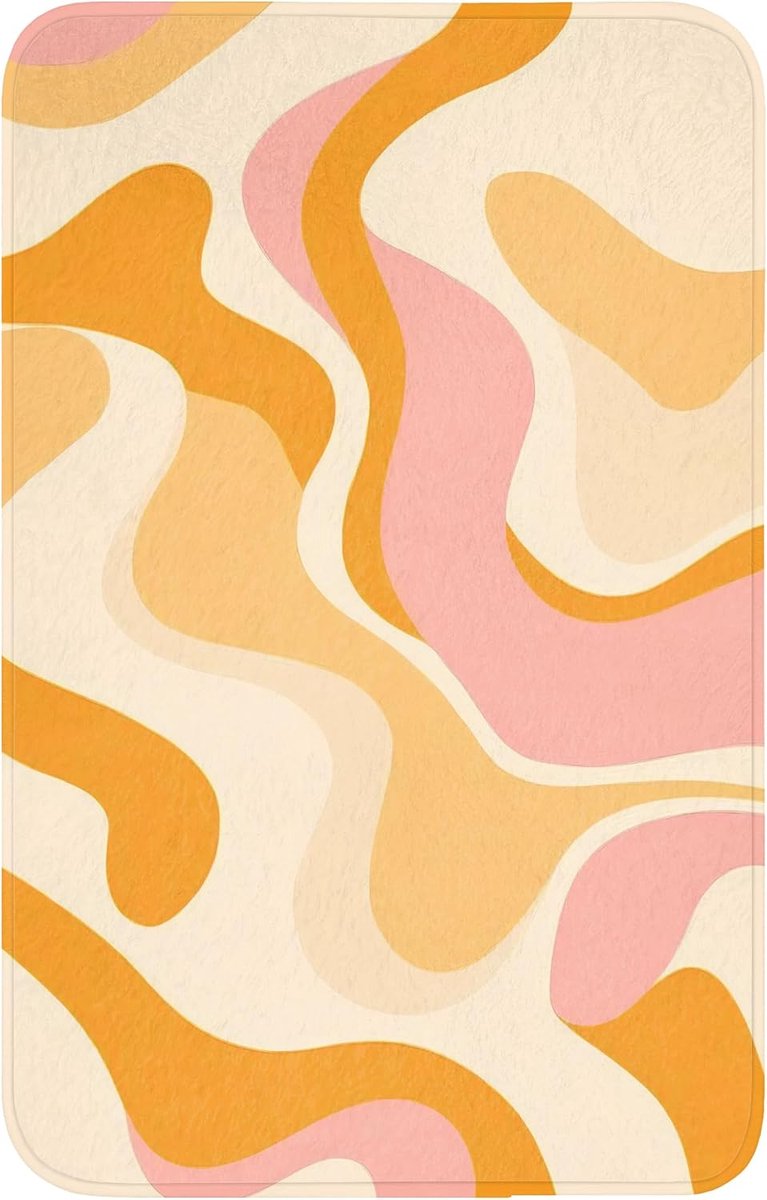 Badmat Rechthoekig 50x80 cm Badkamer Bath Mat Douchemat Antislip Wc Badkamermat Memory Foam Wasbaar Bathroom Toilet Mats Washable Abstract - Golvend - Oranje