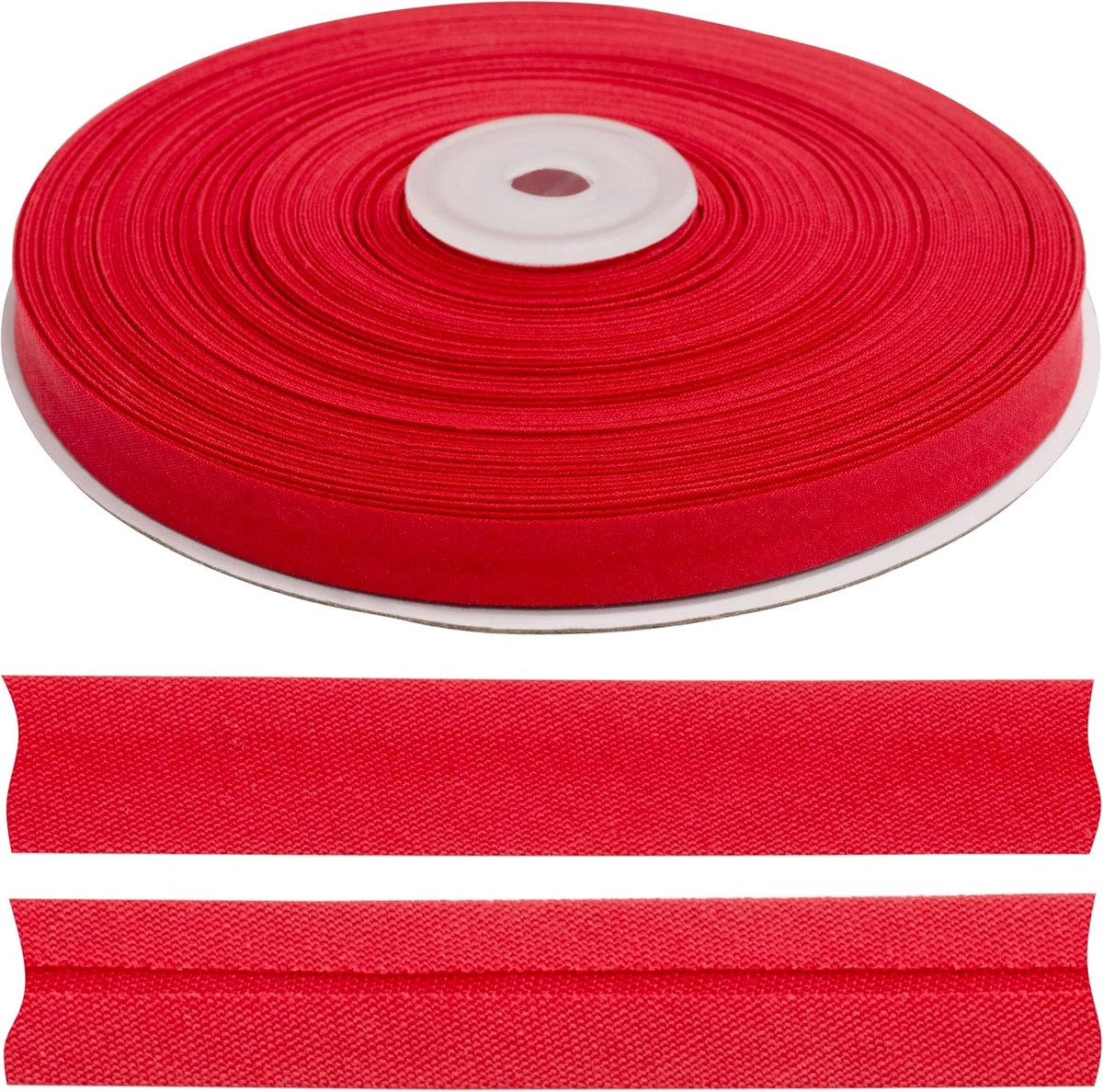 - C77404 biasband om te naaien, 25 m x 10 mm, van 20% katoen en 80% polyester, kleur: rood