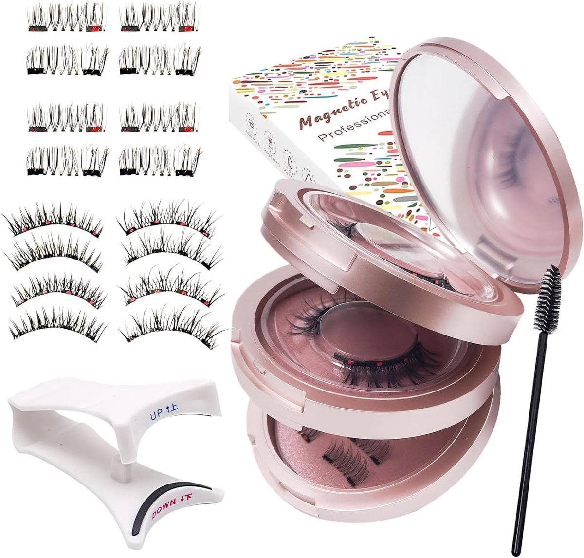 wimpers, 8 paar, natuurlijke look, magnetische wimpers, natuurlijke look, magnetische wimpers, magnetische wimpers, zonder lijm, met 1 pincet en 1 wimperkam