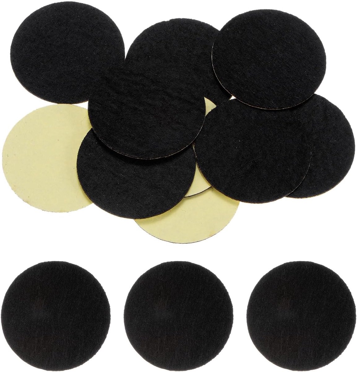 10 stuks ronde zelfklevende viltcirkels, 38 mm, voorgesneden vilten stickers van niet-geweven mini-viltstof voor doe-het-zelf naai- en knutselprojecten, zwart