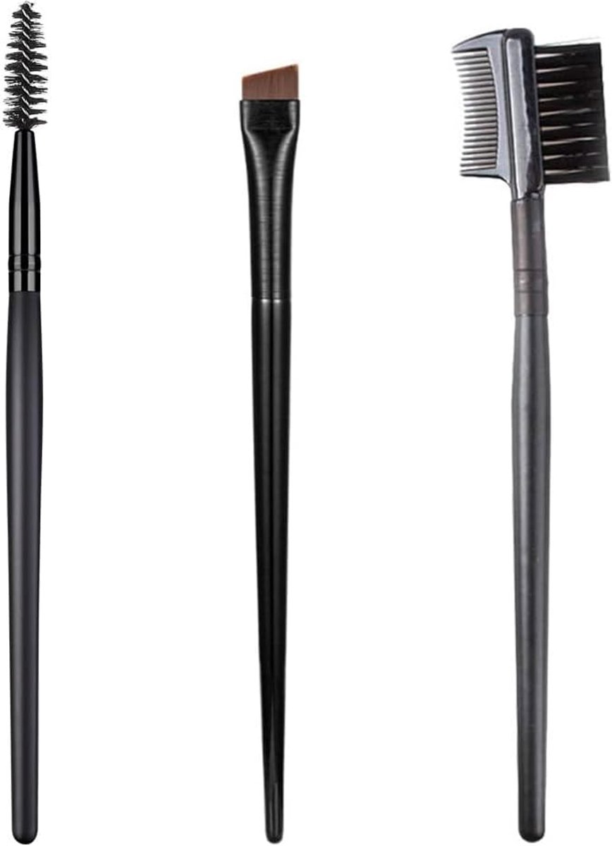 Set van 3 wenkbrauwkammen, wimperkam en wenkbrauwkwast, schuine kwast, wenkbrauwspiraalkam, make-upgereedschap, wenkbrauwverzorging