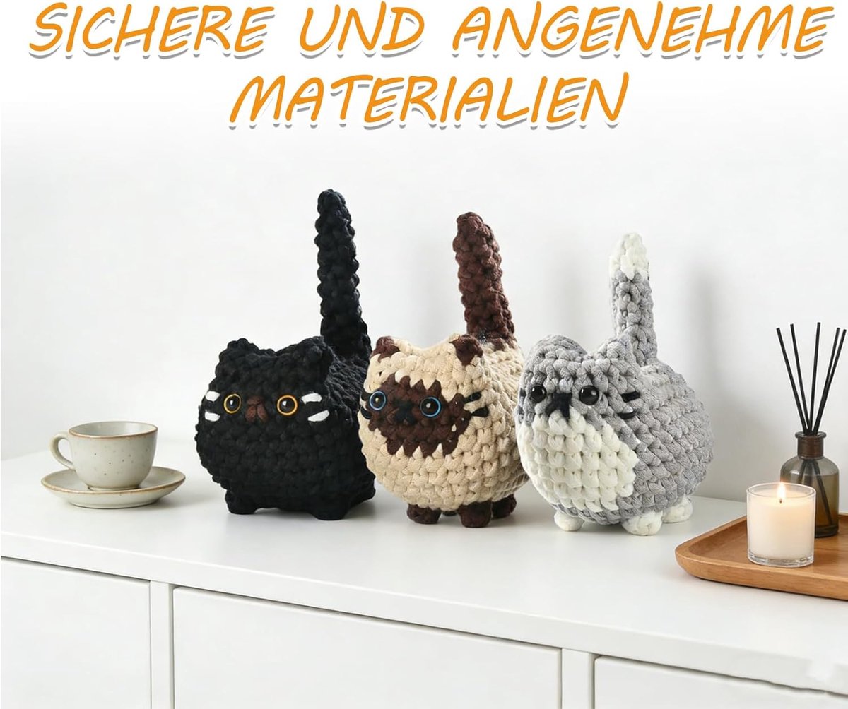 Haakset voor beginners voor schattige dierenfiguren, complete Amigurumi-set met video-instructies, ideaal voor knutselvrienden en handgemaakte geschenken