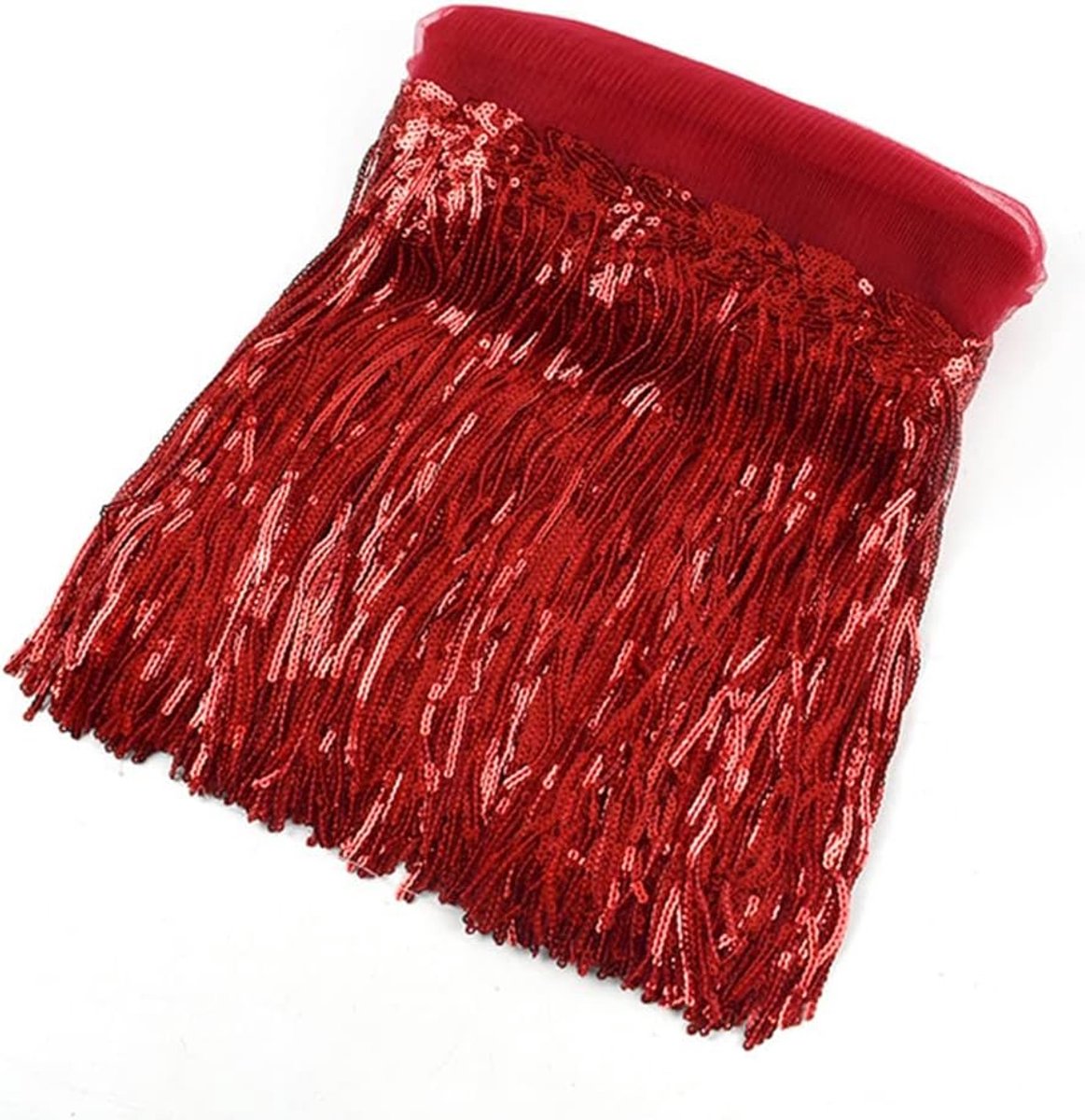 5 m × 20 cm pailletten kwasten gesneden pailletten franjes gesneden franjes glitter franjes pailletten franjes rok voor kostuum naaien knutselen rood