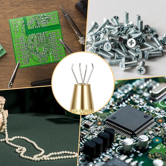 2 stuks piercing-kogelopdraaier, piercing bal grijper piercing bal tang met 4 klauwen roestvrij staal pierce tang voor kogels pick-up elektronische componenten chip, roze en goud — afbeelding 4