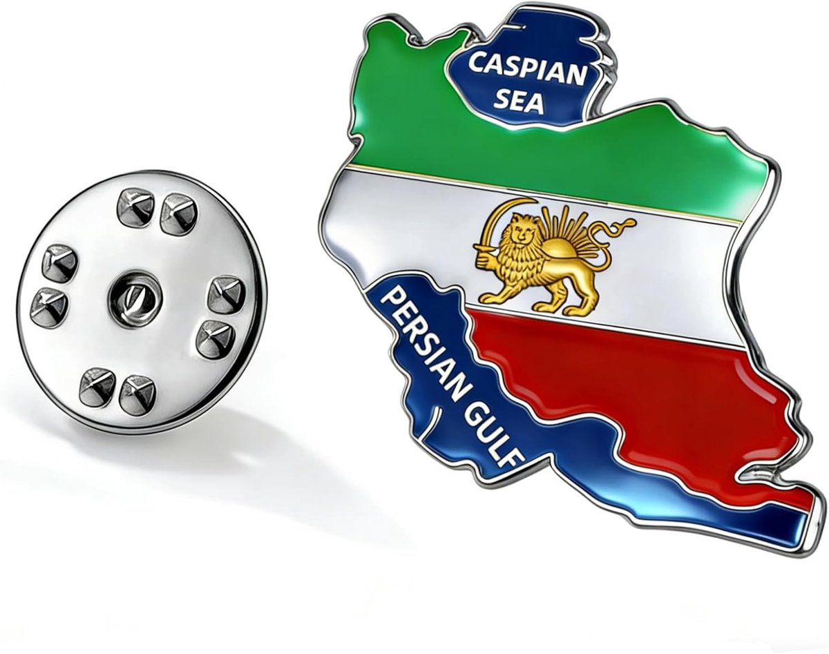 Iran Vlag Pin Bulk Roestvrij Stell Oude Perzische Iraanse Leeuw Zon en Kroon Revers Broche Erfgoed Sieraden Kleding Accessoires Souvenir Serie Badge Geschenken