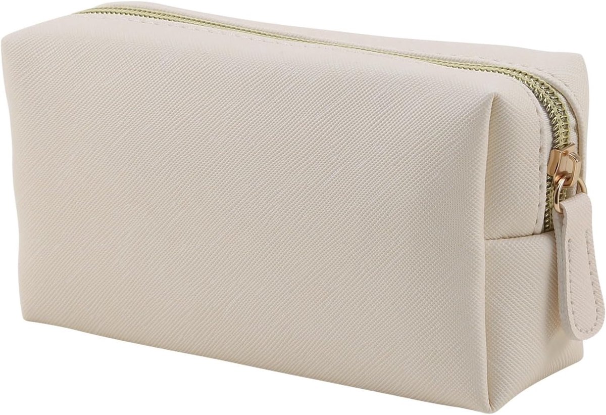 Make-uptas van leer voor reishandtas, kleine draagbare cosmetica-organizer voor vrouwen en meisjes, make-uptas met ritssluiting