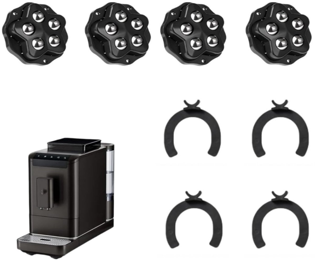 4 stuks kogelwielen, zware belasting, meubelroller, zelfklevend, 360 graden wielen met stalen kogels en rem, draagvermogen 300 kg, platte wielen voor meubels, keukenapparaten, koffiezetapparaat