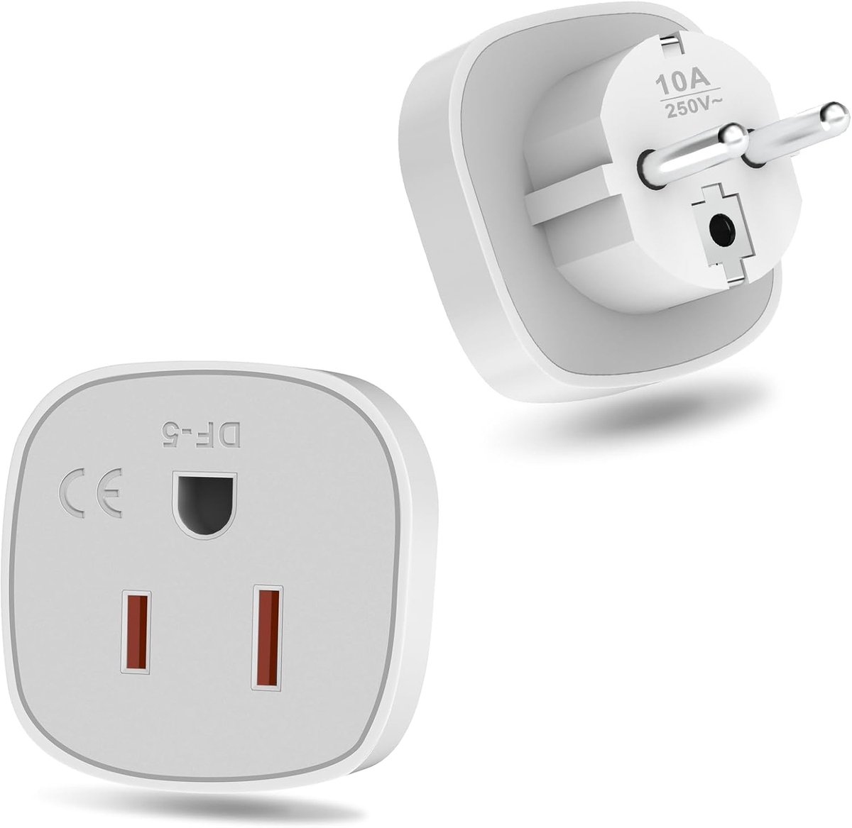 2 stuks adapters USA Duitsland-stekker, US naar EU reisadapter, type A/B naar type E/F reisstekker, stopcontact voor het gebruiken van Amerikaanse elektronica in Frankrijk, België, Polen, Tsjechië