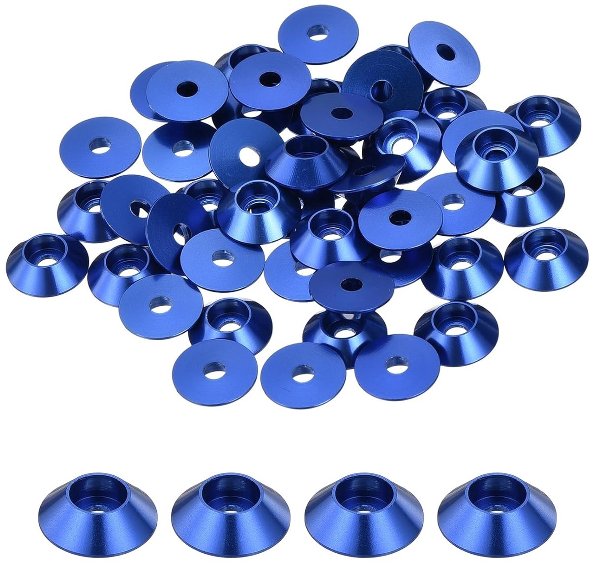 Conische sluitringen, M2, geanodiseerd aluminium, voor schroeven Rc/Fpv/Pc/drones, accessoires voor mechanische modellen, 50 stuks (donkerblauw)
