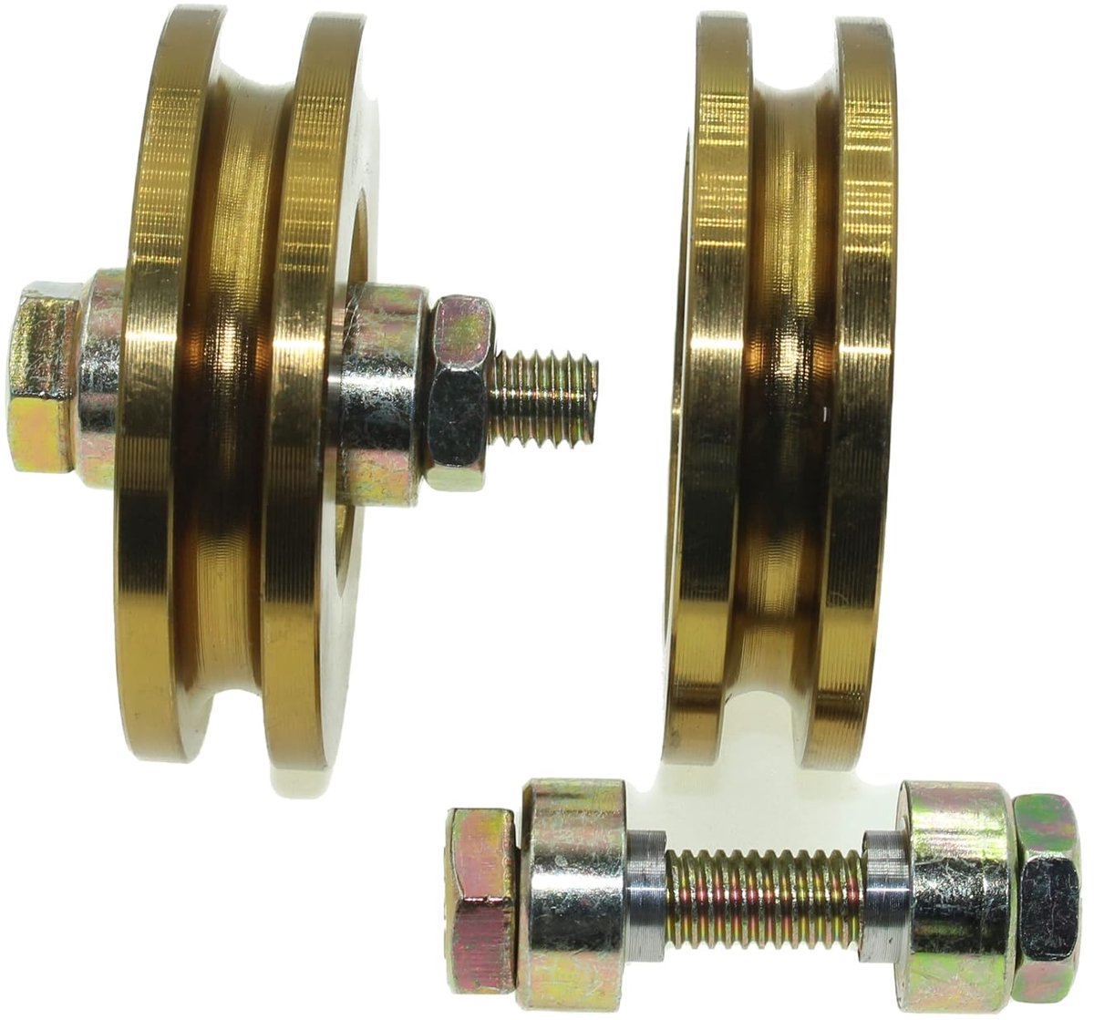 (R59-6-10) Set van 2 schuifpoortwielen met een diameter van 59 mm, ronde groef staal - UK Inventaris - (6 mm groef - 10 mm lager)