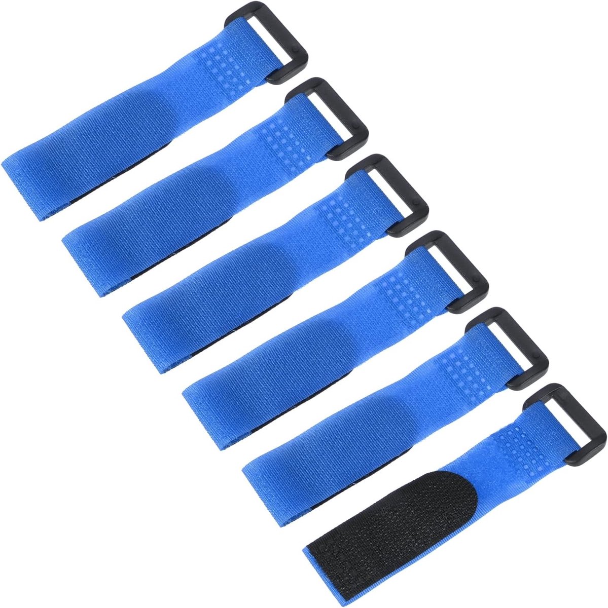 6 stuks herbruikbare riemen voor batterijbevestiging 20 mm x 150 mm nylon multifunctionele verstelbare riem voor batterijbevestiging met FPV RC drone boot auto, blauw