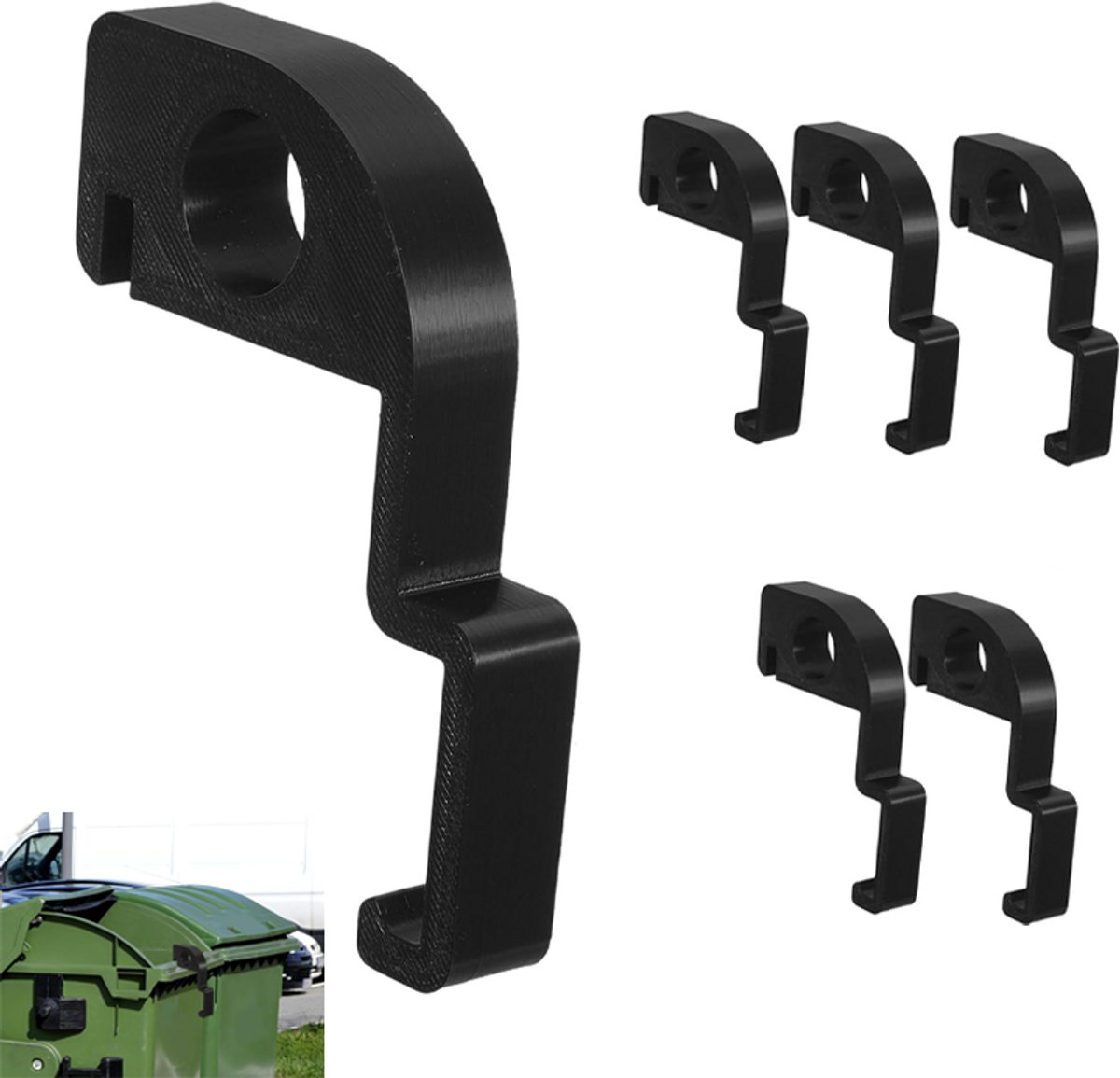 Ventilatieclips voor vuilnisbakken - Set van 6 stuks - Clips voor het opvullen van kieren tussen vuilnisbakken - Ondersteuning en ventilatie - Luchtstroombeugel voor vuilnisbakken - Geschikt voor vuilnisbakken op wielen - 9,4*7 cm - Zwart