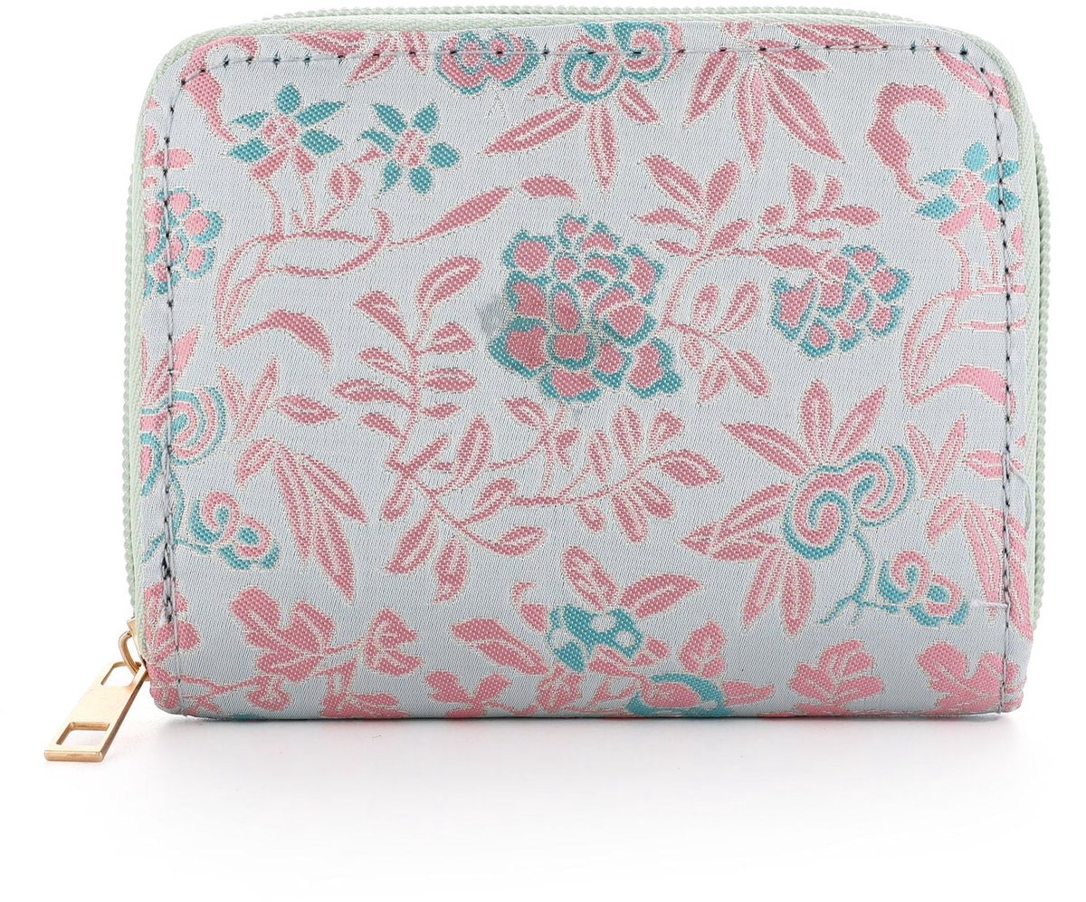 Sunset Fashion Portemonnee Bloemen blauw roze 12x9cm