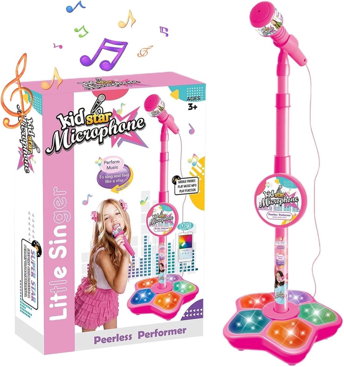 Karaoke Microfoon voor Kinderen met Standaard - Party Karaoke-Machine, Speelgoedmicrofoon, Cadeau voor Meisjes