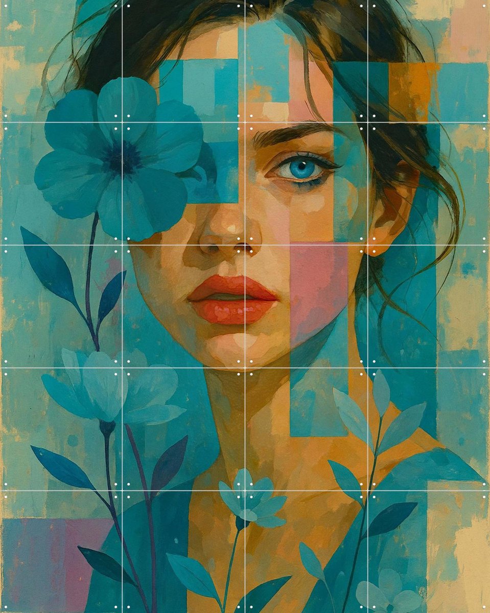 IXXI Please Dont Ask Me To Smile, Moonheart Artworks - 80 x 100 cm - Gratis ophangtool - Grote wanddecoratie en posters - Geometrische Kunst