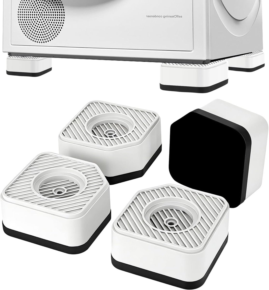 Wasmachine verhoger - Trillingsdempers Wasmachine & Droger - Wasmachine voetjes - Wit - wasmachinevoetjes - meubelvoeten - verhogingsblokken - wasmachine trillingsdemper - Meubelverhogers - Trillingsdempende Wasmachine Voetjes - wasmachine sokkel