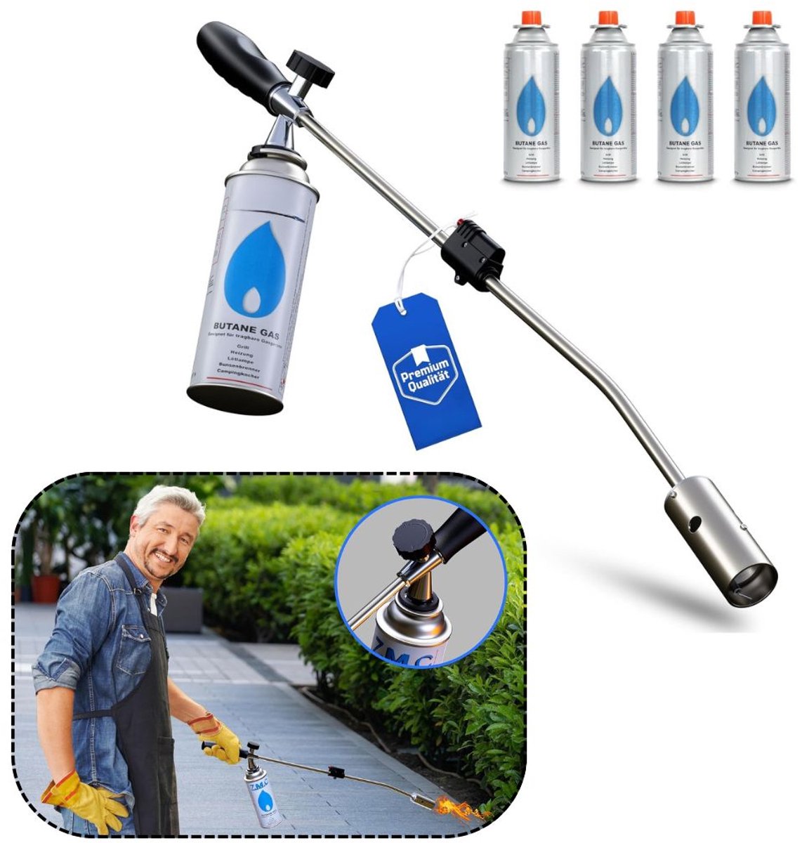 Zavio® Onkruidbrander - Brander voor Onkruid - Onkruidverdelger - Zilver