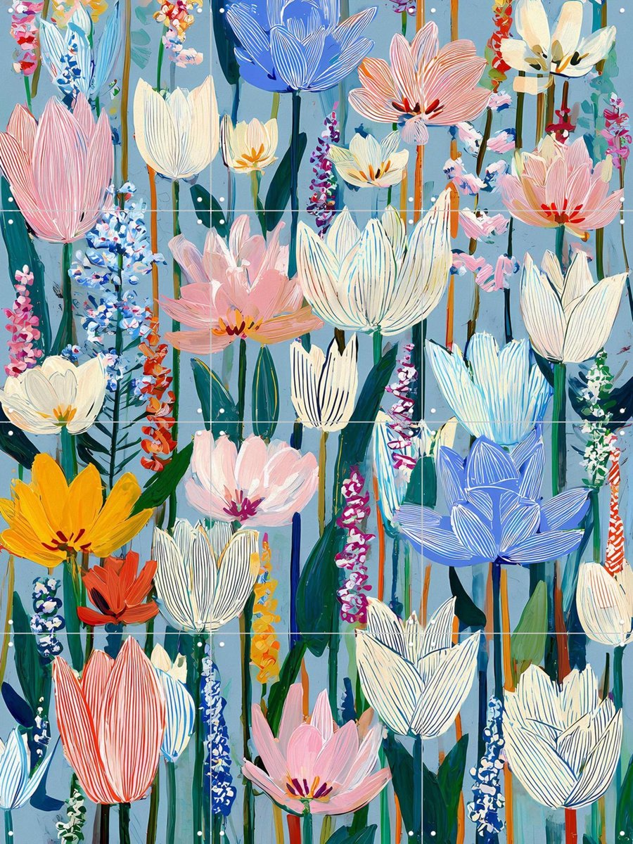 IXXI Lentebloei, Artclaud - 60 x 80 cm - Gratis ophangtool - Grote wanddecoratie en posters - Kleurrijk, Illustraties, Modern, Speels, Woonkamer