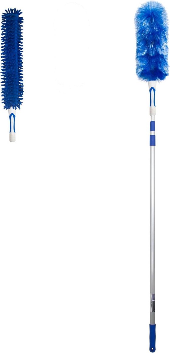 Lange Plumeau - Telescoop Stoffer - Stofvrij Maken - Uittrekbaar Bereik - 3.4 Meter - Grijs