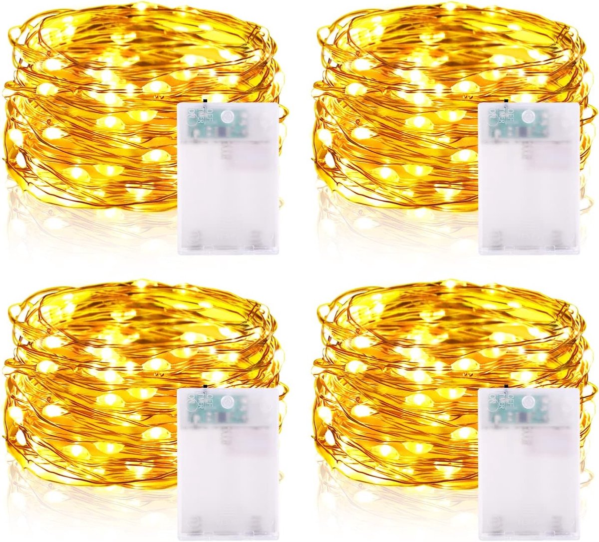 Lichtsnoer met Timer - Warm Wit - 5 m - Micro Draad met 50 LED's - Voor Binnen- en Buitenverlichting
