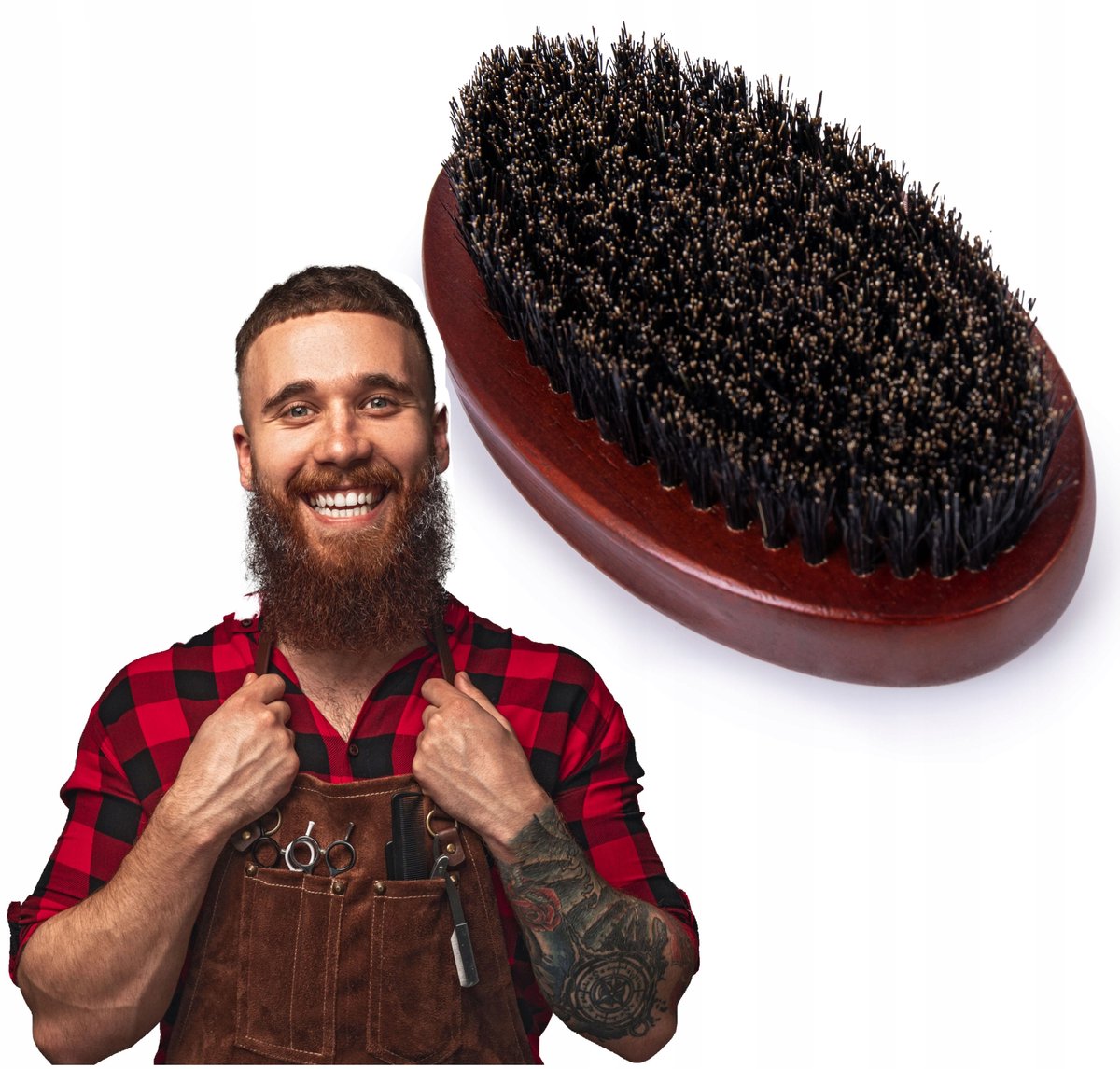 Poniks Baardborstel - Baardborstel met Natuurlijke Zwijnenharen - Groot Professioneel Model
