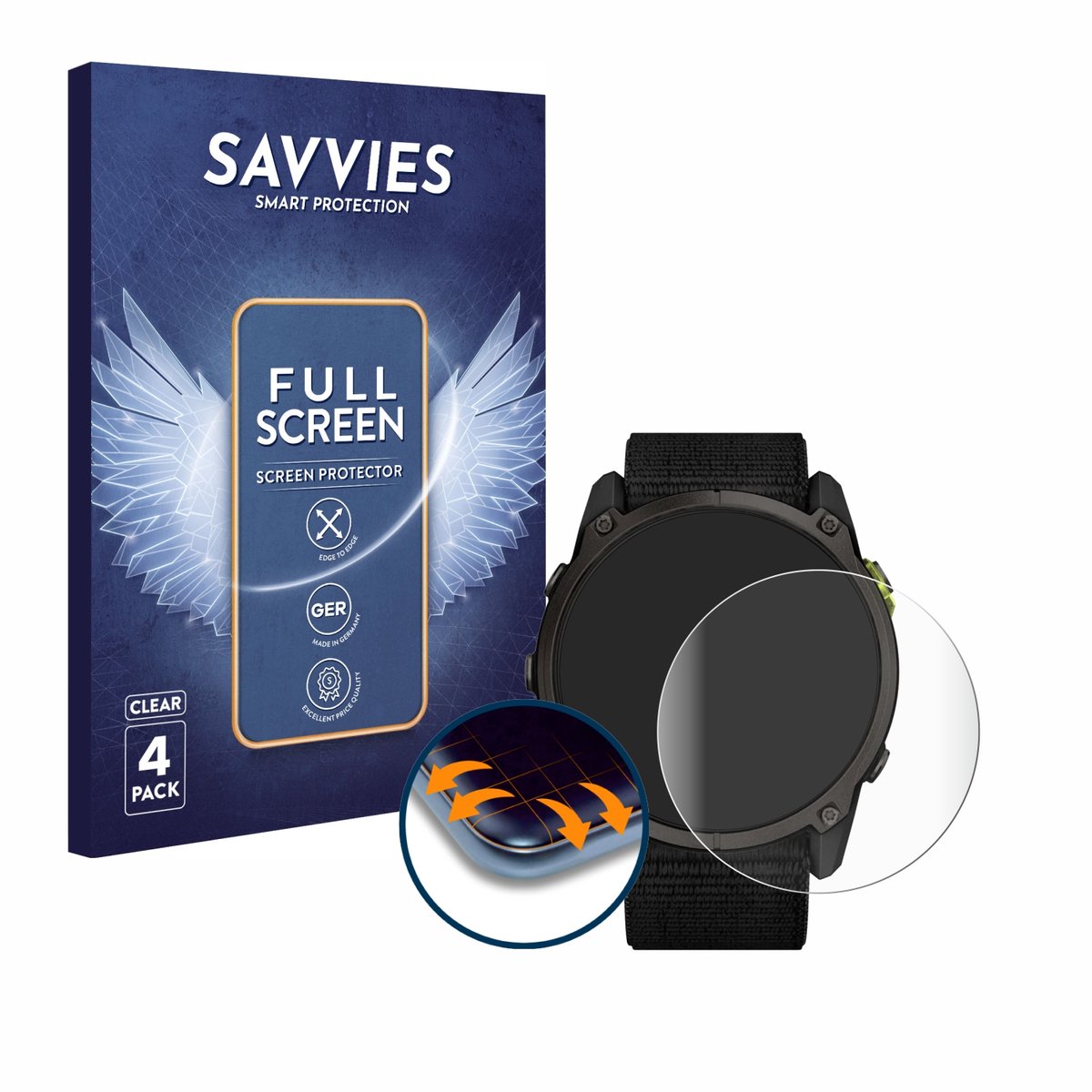Savvies - Screenprotector voor Garmin Enduro 3 - Folie Beschermfolie transparant volledig dekking 4 Stuks