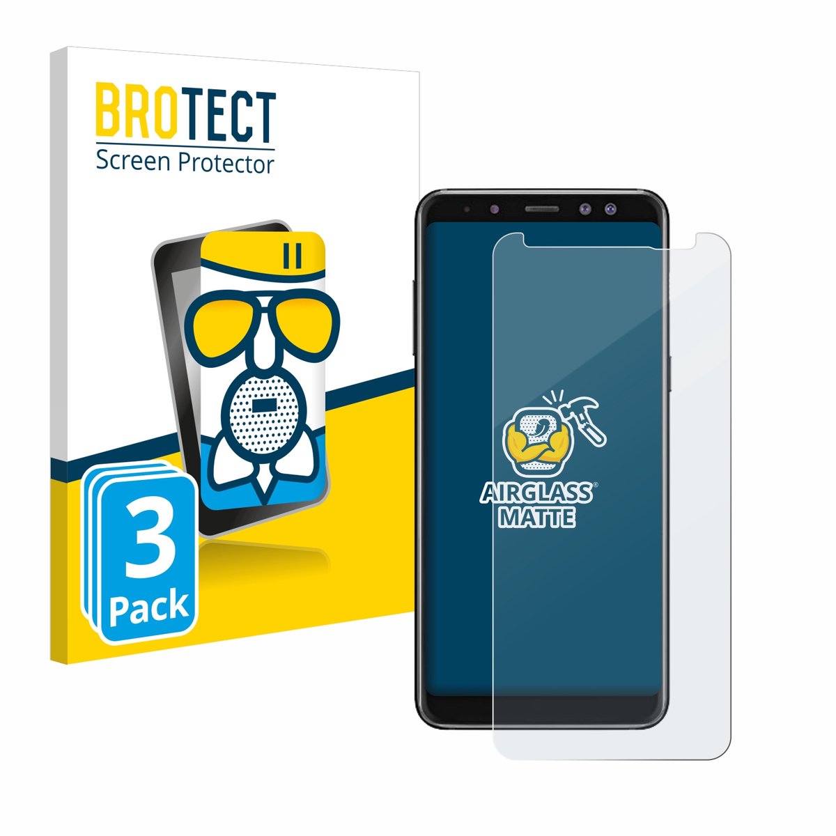 BROTECT - Screenprotector voor Samsung Galaxy A8 2018 - Folie Beschermfolie Beschermglas matte 3 Stuks