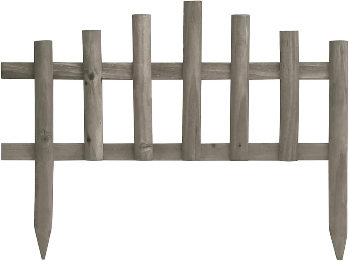 hout, rustieke tuinrand van massief dennenhout, grijze waterlak, totale lengte 440 cm (10 × 44 cm), voor bedden en gazons