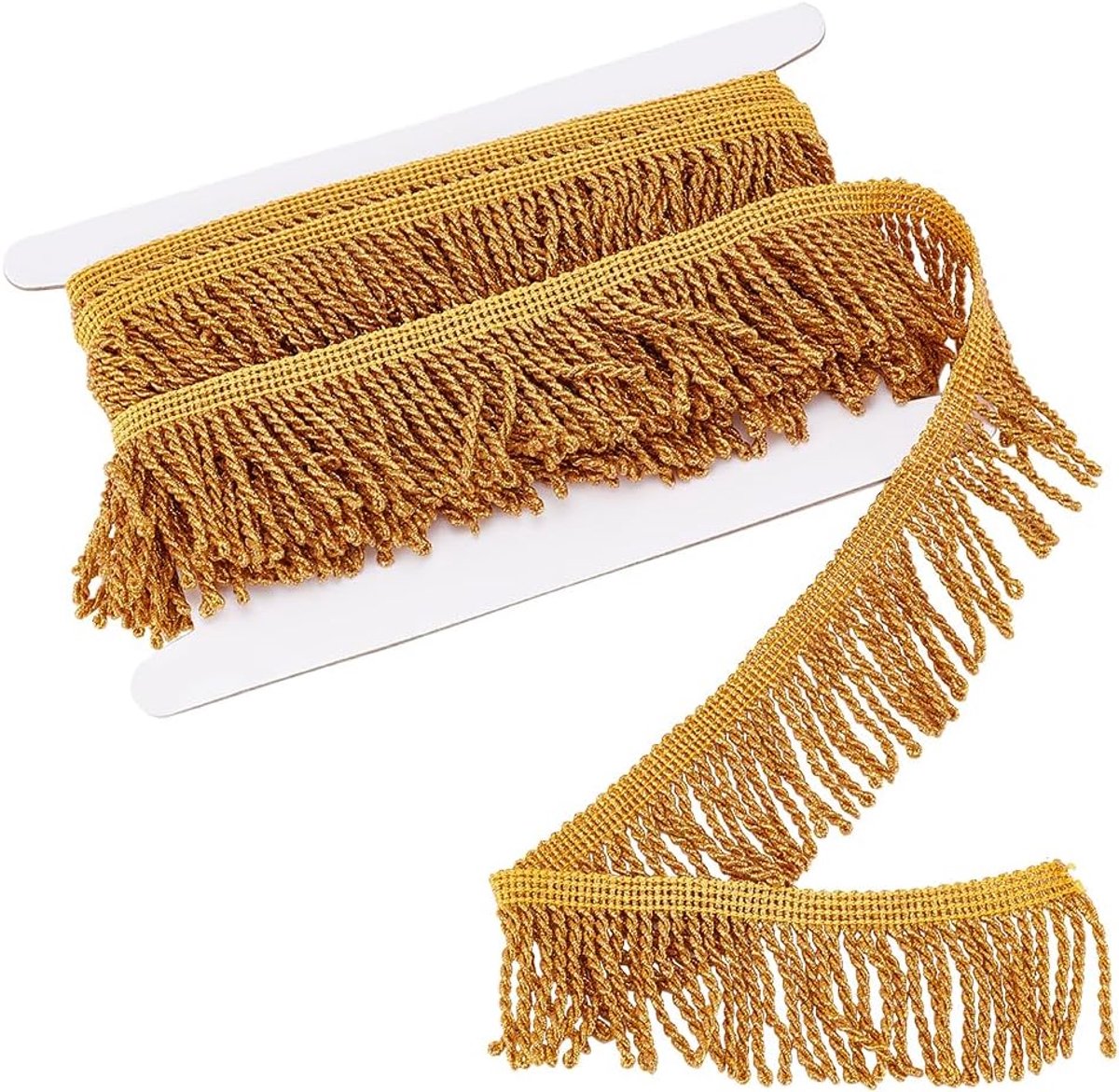 PandaHall 4,6 m franjes rand - Gouden stoffen rand - 49 mm - Voor gordijnen, kleding, bank, tafelloper, woondecoratie