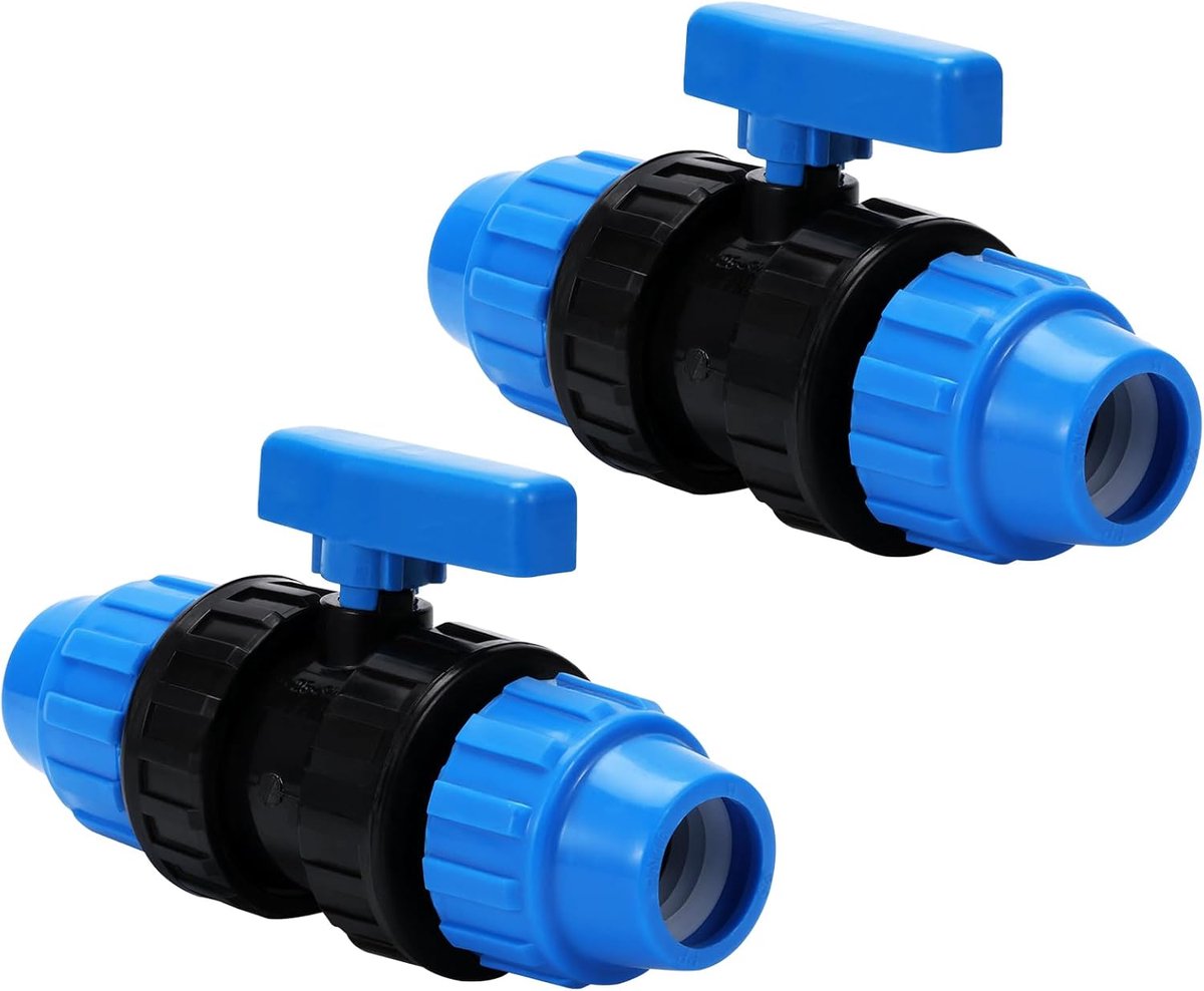 kogelkraan voor PE-buis 25 mm PN10 met schroefverbinding