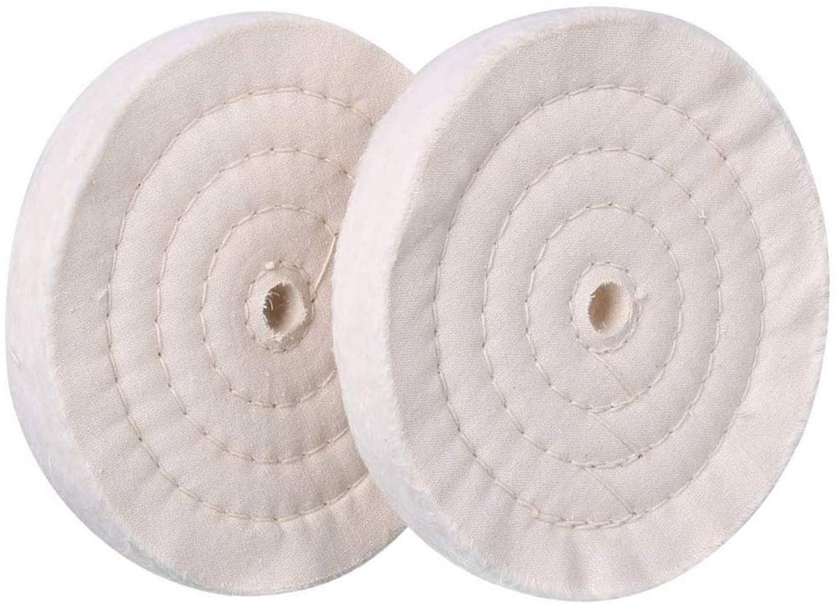 SnelShoppen - Polijsten Wiel Buffing Wiel 6 inch (70 Ply) voor Bench Grinder Spiraal Gestikte Spiegel Katoen 2 STKS - Professionele Polijstaccessoires