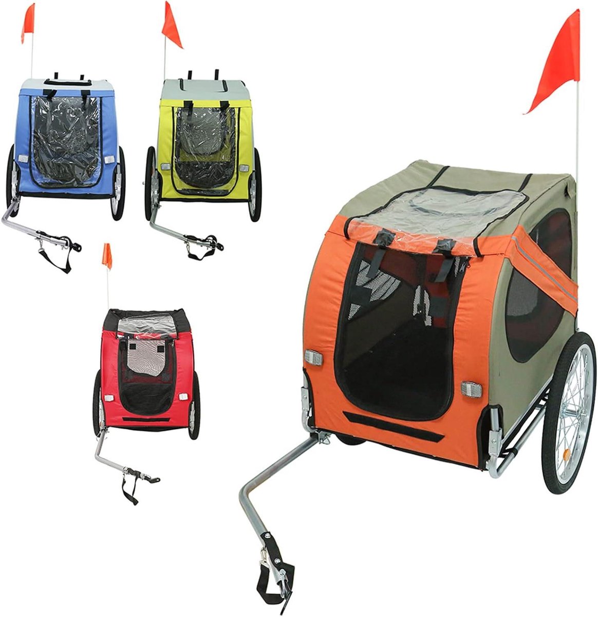 Fietskar Kinderen - Buggy Trailer - Veilig Vervoeren - 2-in-1 Jogger Functie - 40 kg Max - Rood Zwart